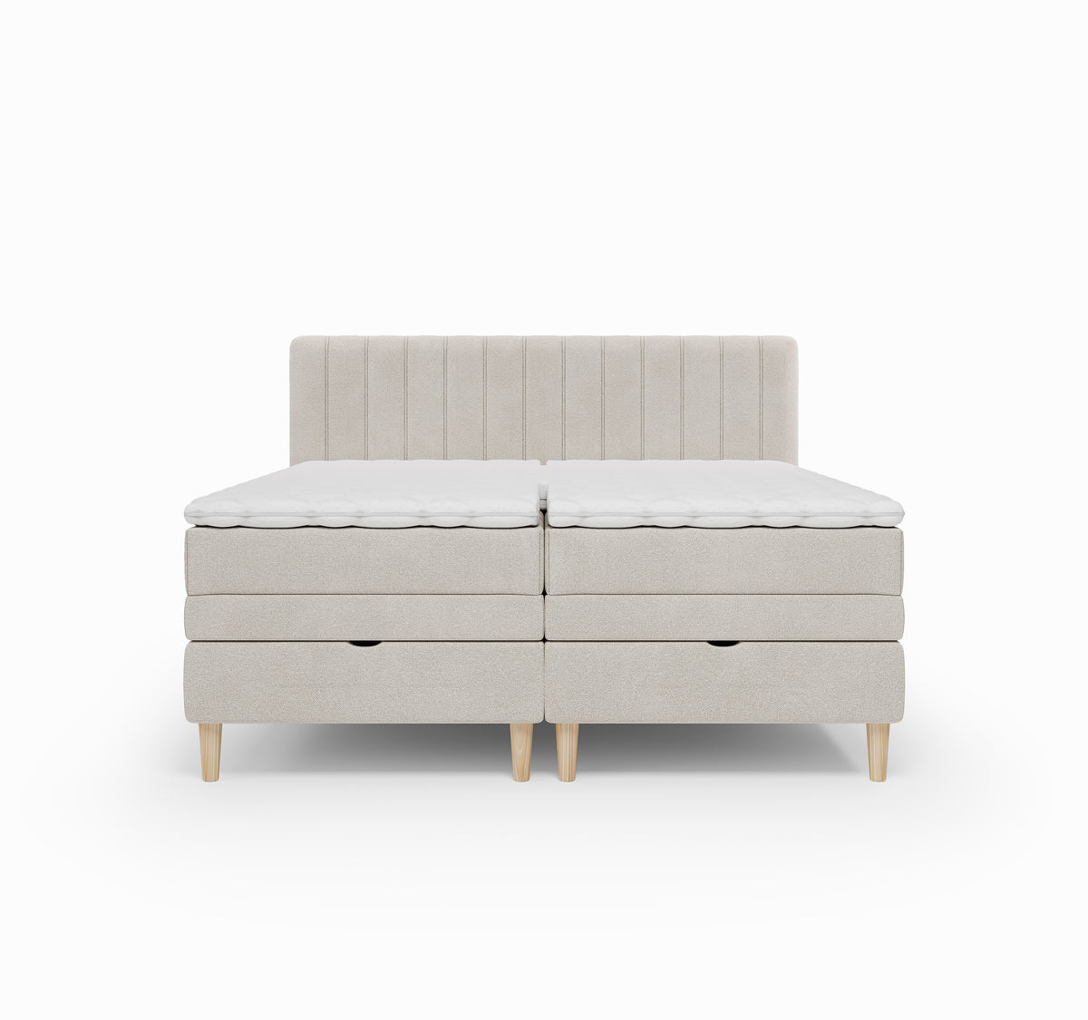Lit BOXSPRING ELECTRIQUE N°1- Avec tête de lit, coffre intégré, matelas ressorts ensachés et surmatelas inclus