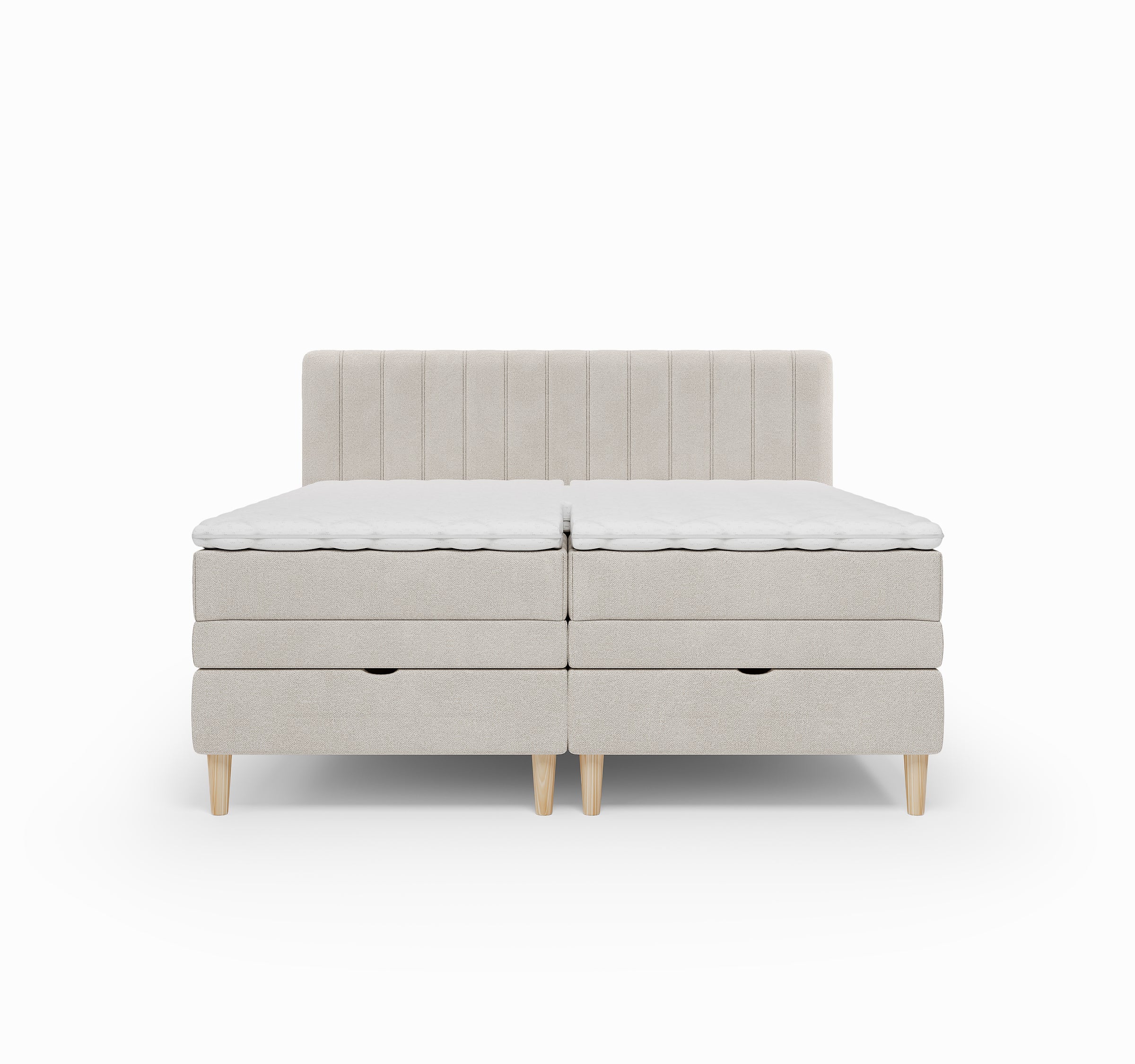 Lit BOXSPRING ELECTRIQUE N°1- Avec tête de lit, coffre intégré, matelas ressorts ensachés et surmatelas inclus