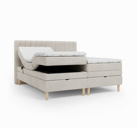 Lit BOXSPRING ELECTRIQUE N°1- Avec tête de lit, coffre intégré, matelas ressorts ensachés et surmatelas inclus