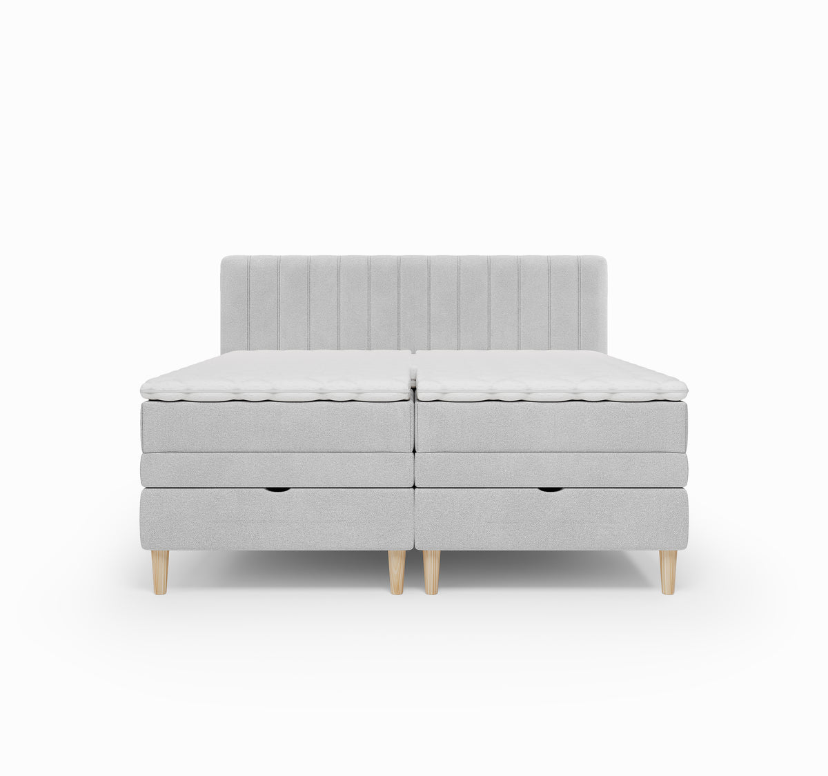 Lit BOXSPRING ELECTRIQUE N°1- Avec tête de lit, coffre intégré, matelas ressorts ensachés et surmatelas inclus