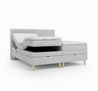 Lit BOXSPRING ELECTRIQUE N°1- Avec tête de lit, coffre intégré, matelas ressorts ensachés et surmatelas inclus