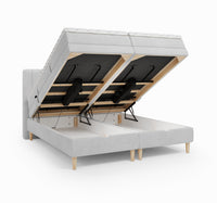 Lit BOXSPRING ELECTRIQUE N°1- Avec tête de lit, coffre intégré, matelas ressorts ensachés et surmatelas inclus