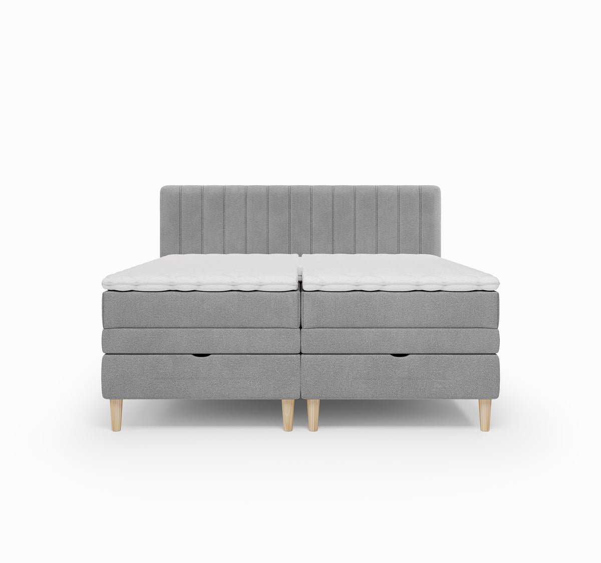Lit BOXSPRING ELECTRIQUE N°1- Avec tête de lit, coffre intégré, matelas ressorts ensachés et surmatelas inclus