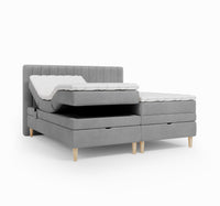 Lit BOXSPRING ELECTRIQUE N°1- Avec tête de lit, coffre intégré, matelas ressorts ensachés et surmatelas inclus