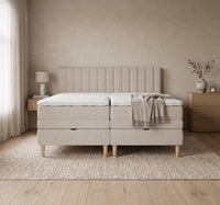 Lit BOXSPRING ELECTRIQUE N°1- Avec tête de lit, coffre intégré, matelas ressorts ensachés et surmatelas inclus