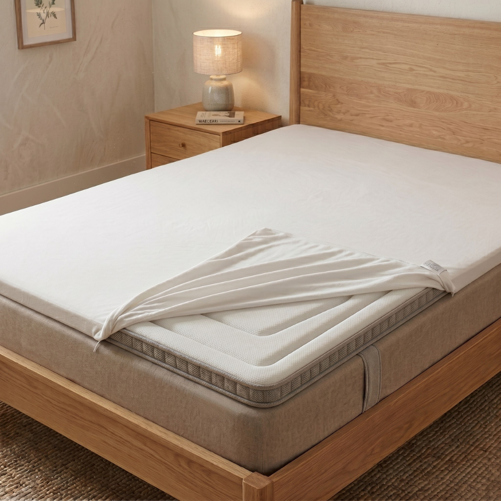 Fitted sheet with full elastic - specially designed for mattress toppers - ultra-simple in Jersey Cotton - max 5-10cm - LazyHousse mattress topper