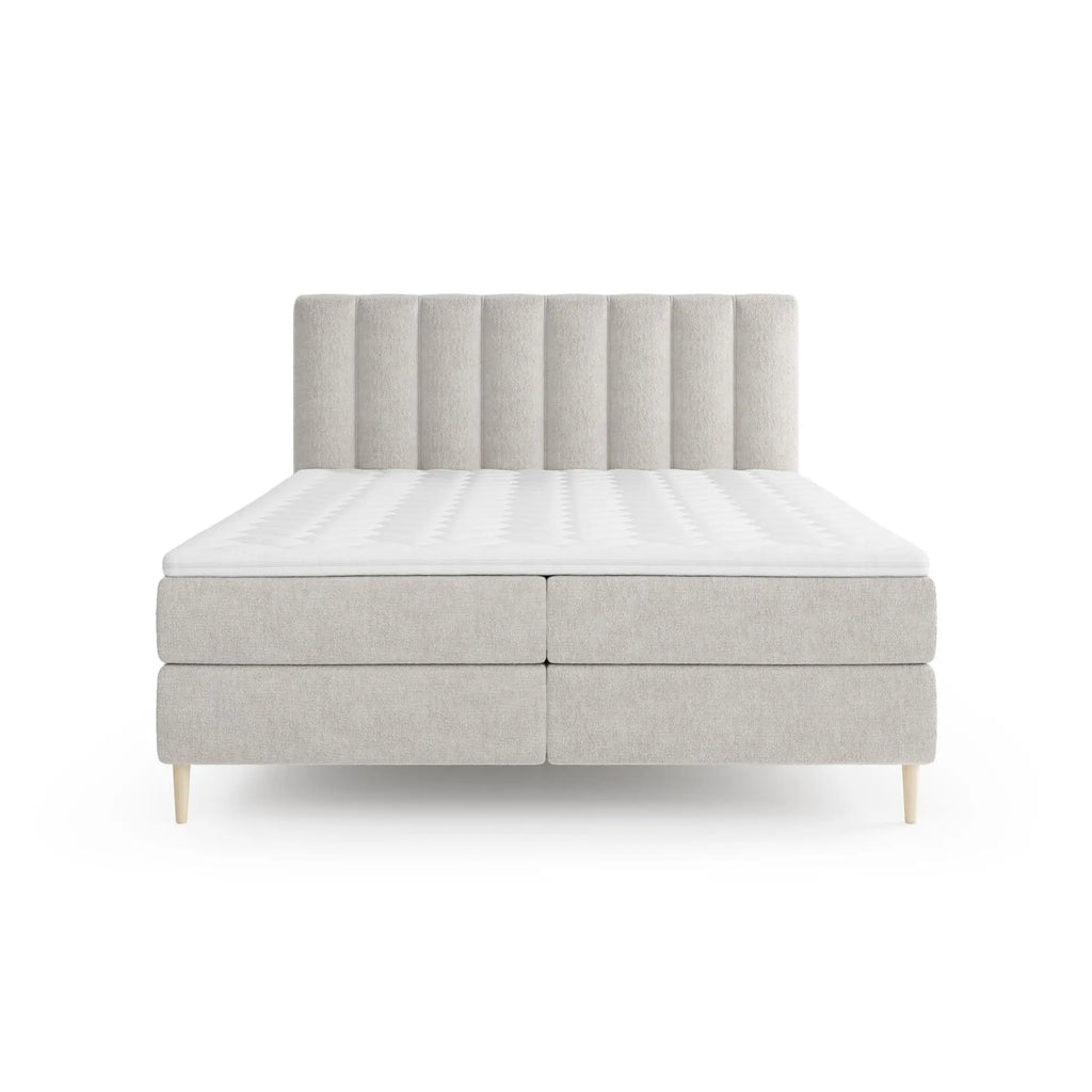 Boxspring bed (boxbed type) - With headboard, integrated storage, pocket spring mattress and mattress topper included