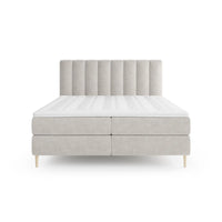Boxspring bed (boxbed type) - With headboard, integrated storage, pocket spring mattress and mattress topper included