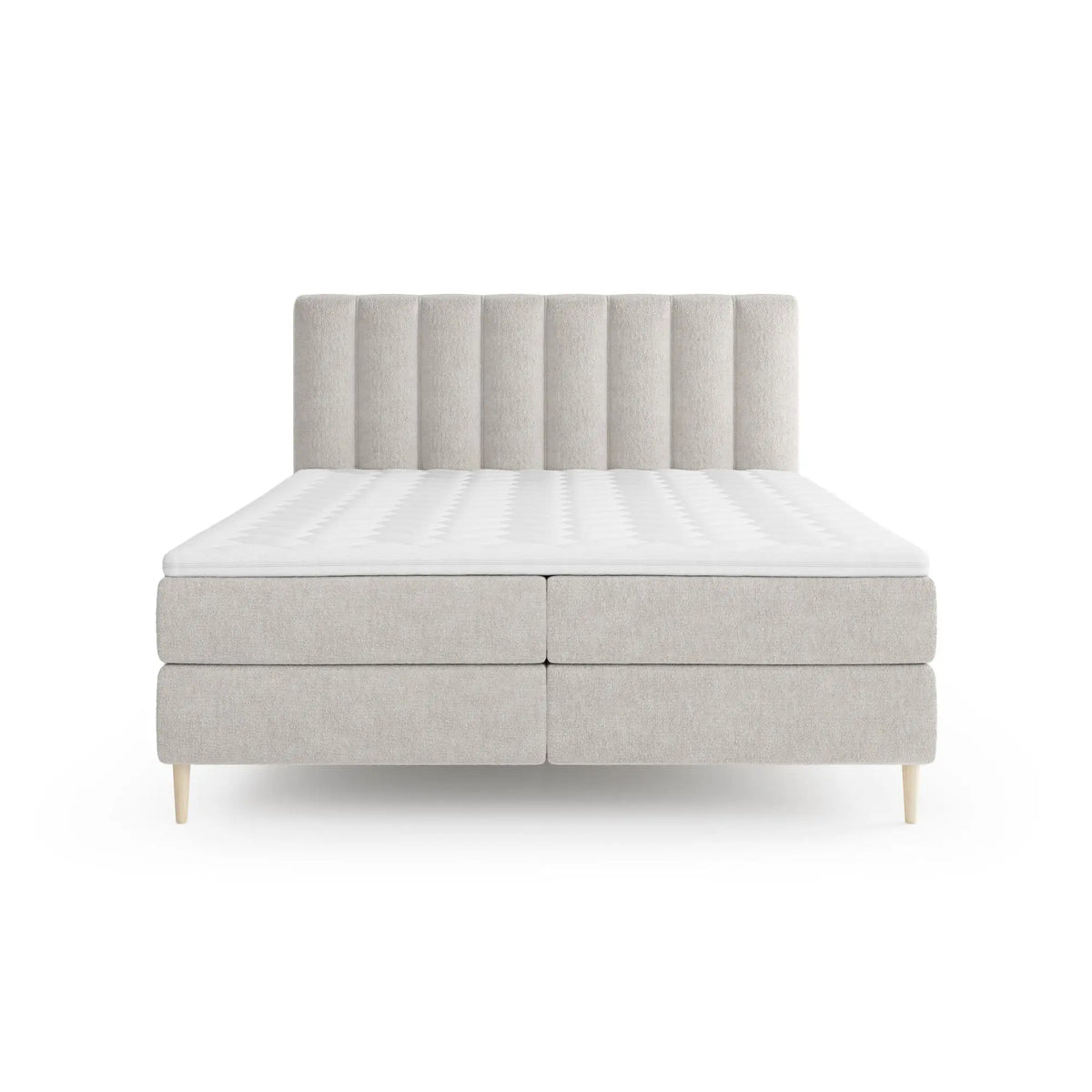 Boxspring bed (boxbed type) - With headboard, integrated storage, pocket spring mattress and mattress topper included