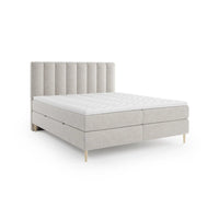 Boxspring bed (boxbed type) - With headboard, integrated storage, pocket spring mattress and mattress topper included