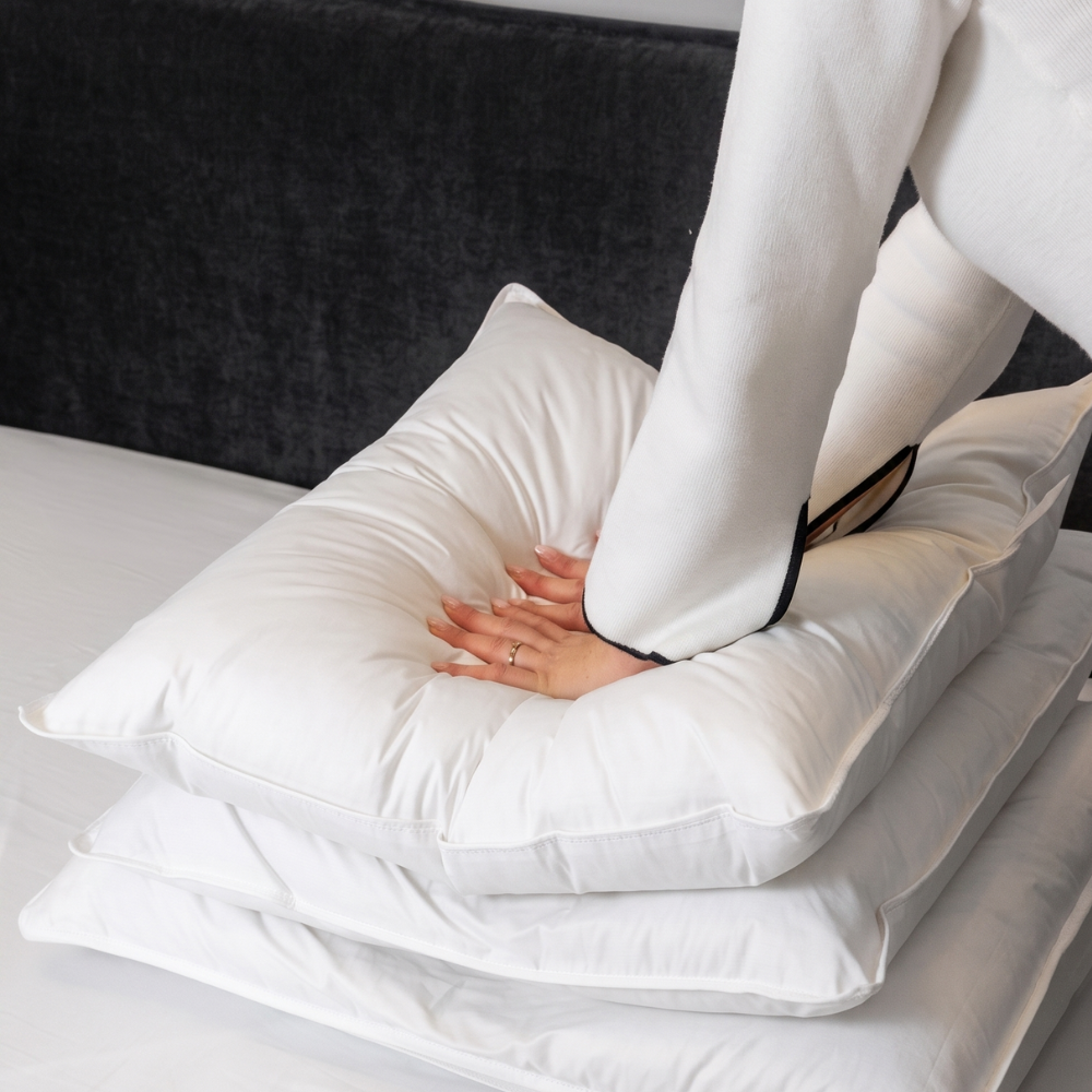 Oreiller hybride premium plume duvet naturel et nanofibres