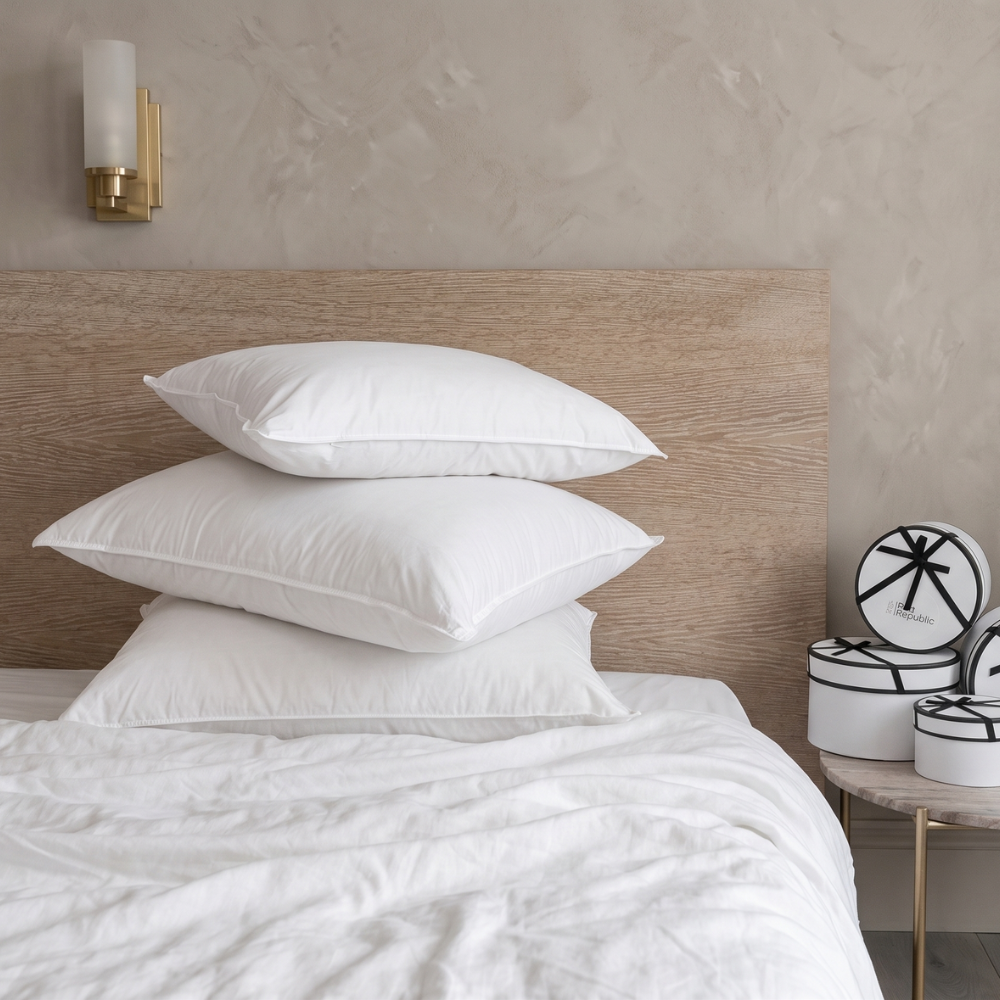 Oreiller hybride premium plume duvet naturel et nanofibres