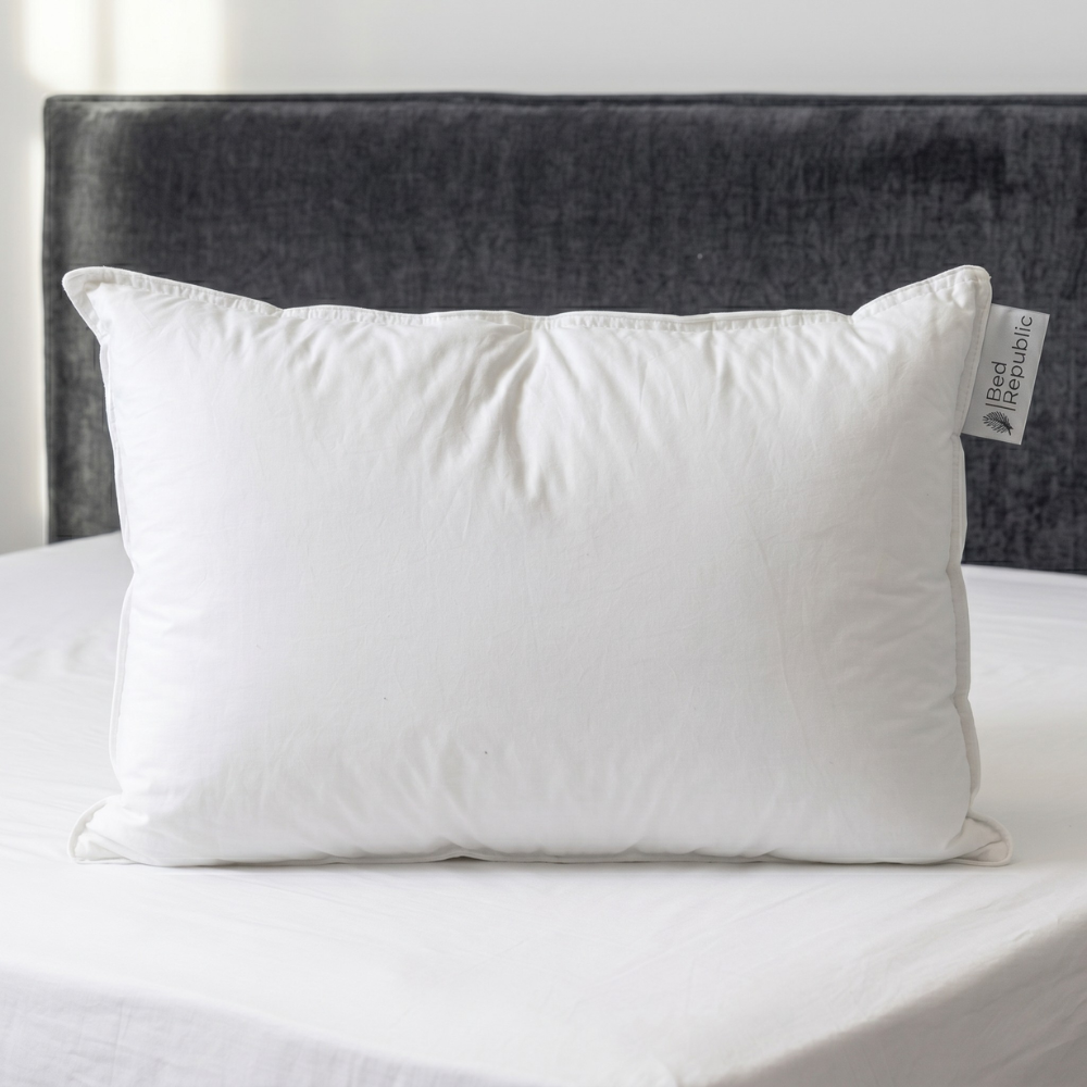 Lot de 2 oreillers hybride premium plume duvet naturel et nanofibres - Enveloppe 100% coton percale