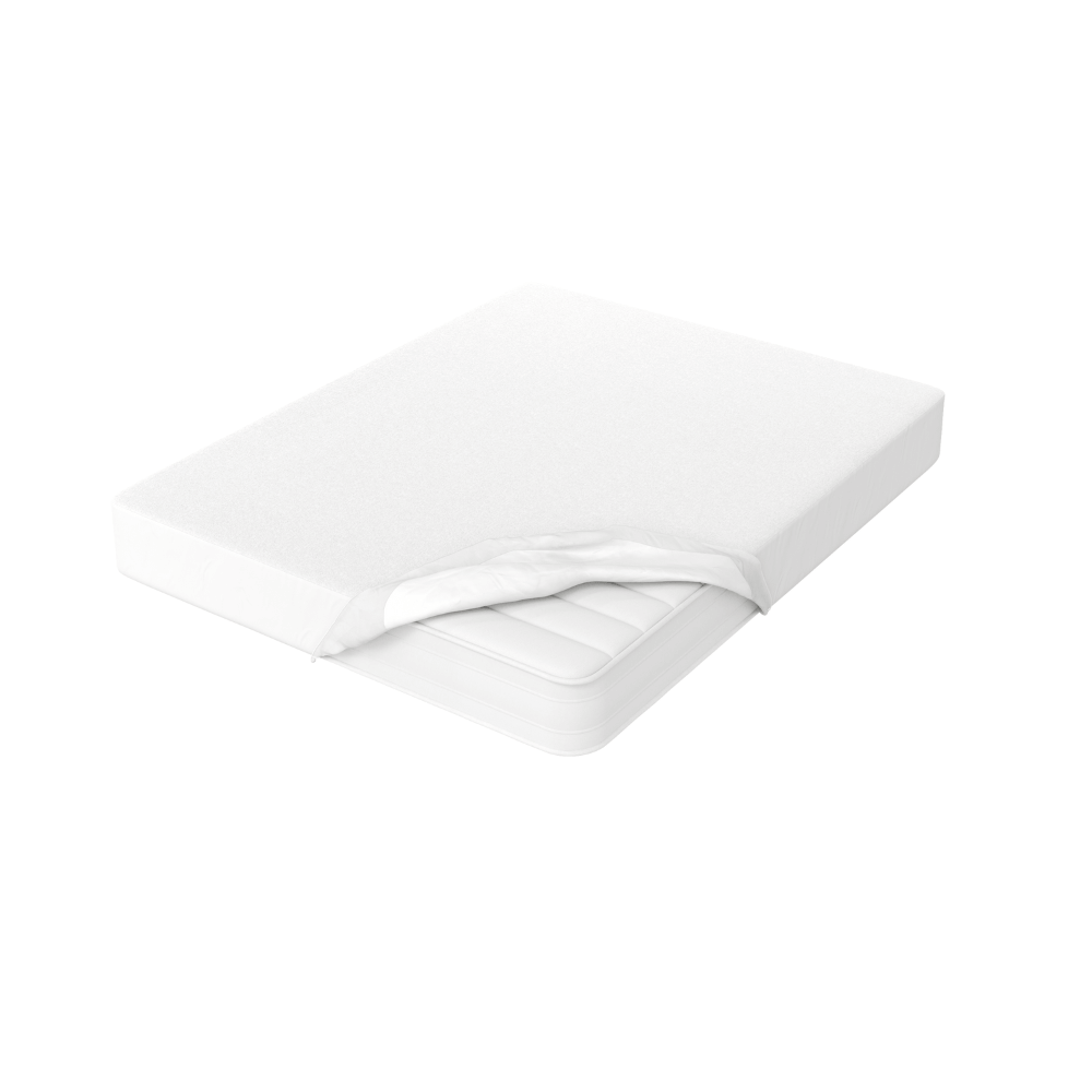 Waterproof and breathable mattress protector in 100% cotton terry cloth - white - BASIC