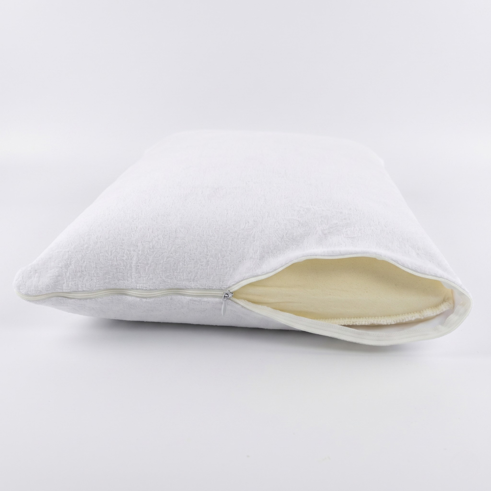 Taie d'oreiller blanche tissu effet velours 100% coton bio SANITIZED