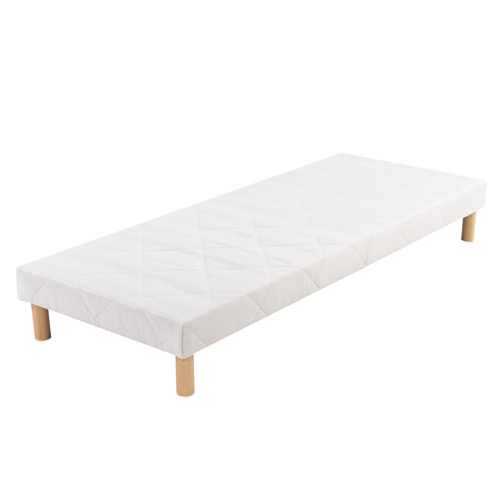 Upholstered bed base - Height 28 or 35 cm (your choice) - White fabric - ESSENTIAL