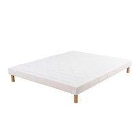 Upholstered bed base - Height 28 or 35 cm (your choice) - White fabric - ESSENTIAL