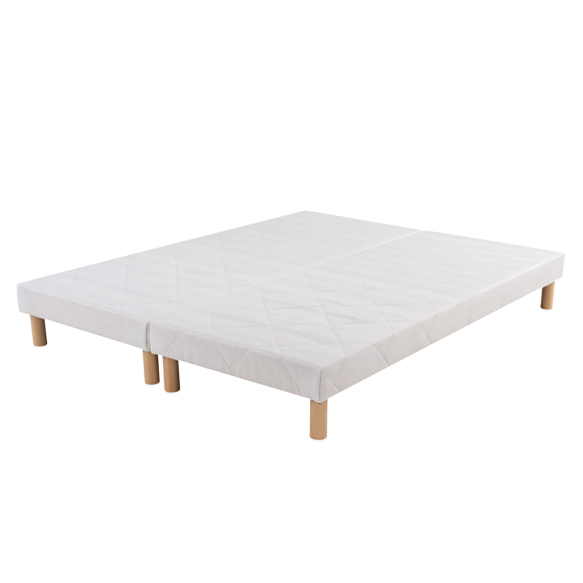 Upholstered bed base - Height 28 or 35 cm (your choice) - White fabric - ESSENTIAL