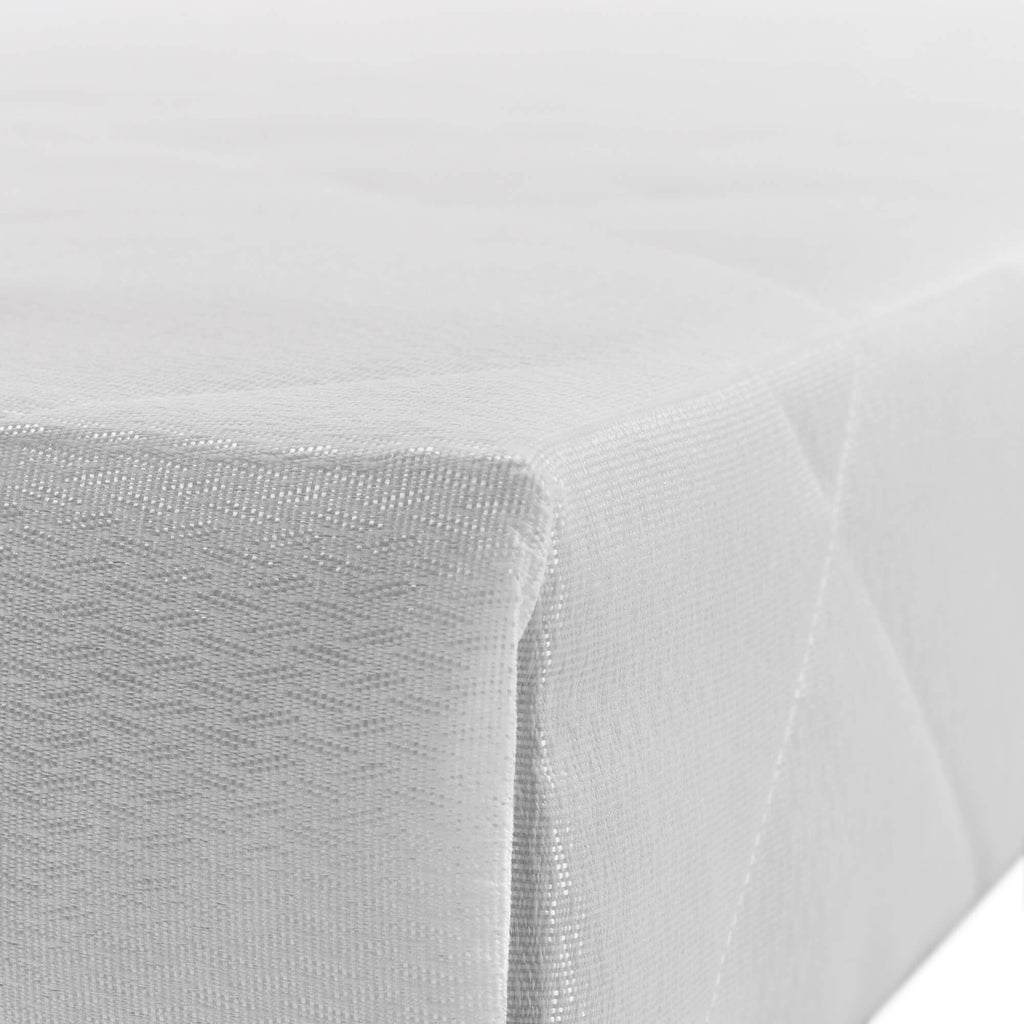 Upholstered bed base - Height 28 or 35 cm (your choice) - White fabric - ESSENTIAL