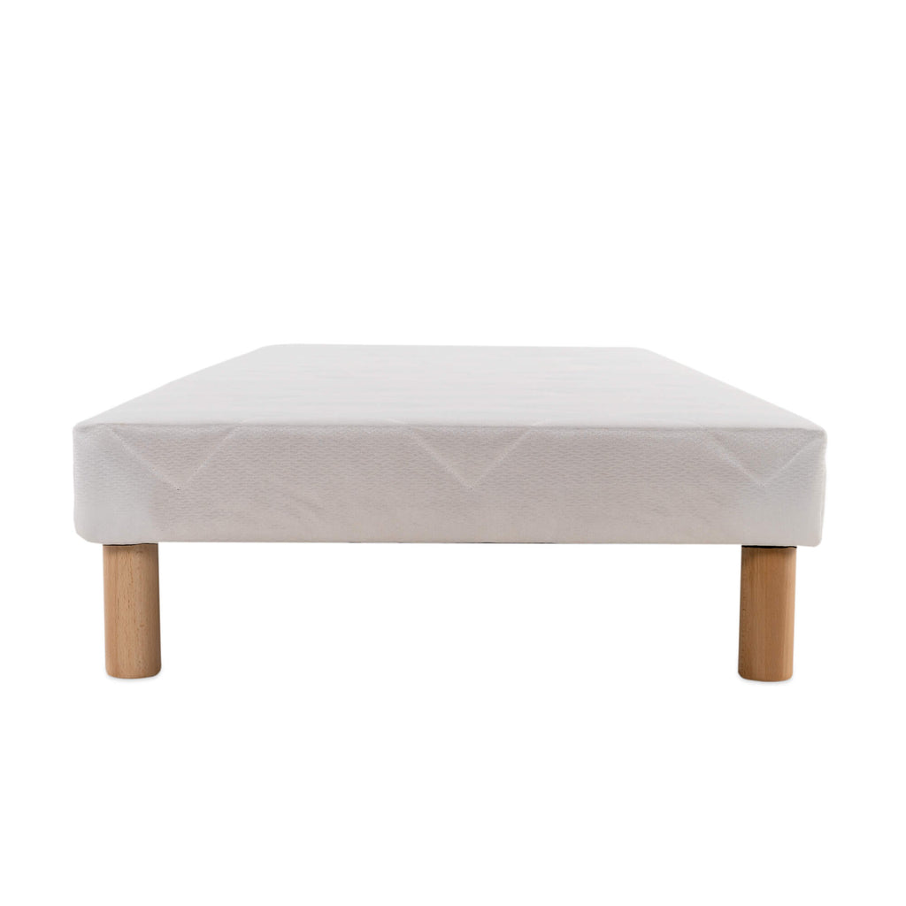 Upholstered bed base - Height 28 or 35 cm (your choice) - White fabric - ESSENTIAL