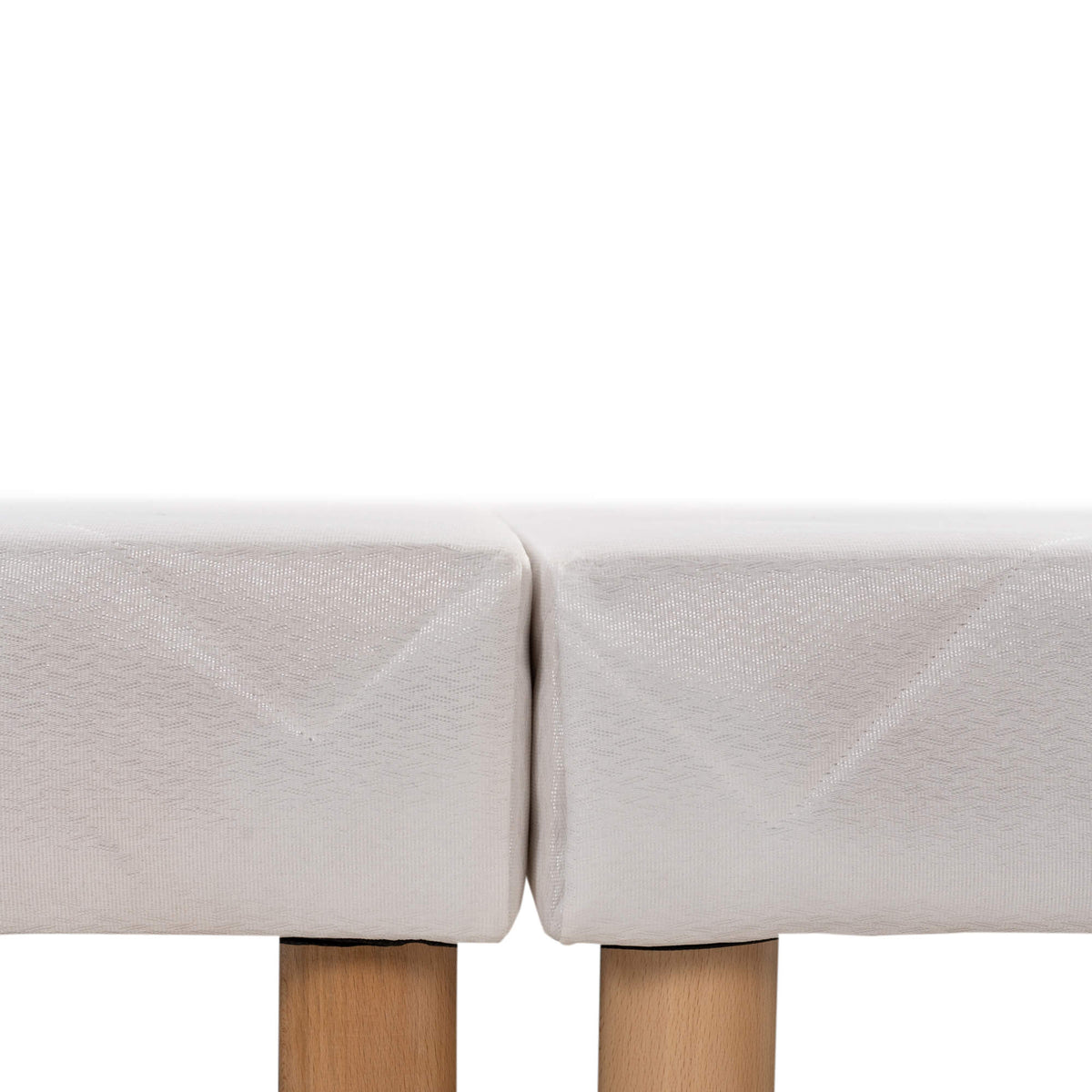 Upholstered bed base - Height 28 or 35 cm (your choice) - White fabric - ESSENTIAL