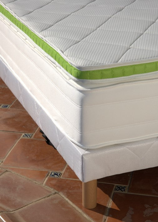 Upholstered bed base - Height 28 or 35 cm (your choice) - White fabric - ESSENTIAL