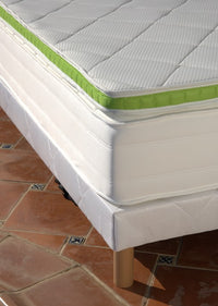 Upholstered bed base - Height 28 or 35 cm (your choice) - White fabric - ESSENTIAL