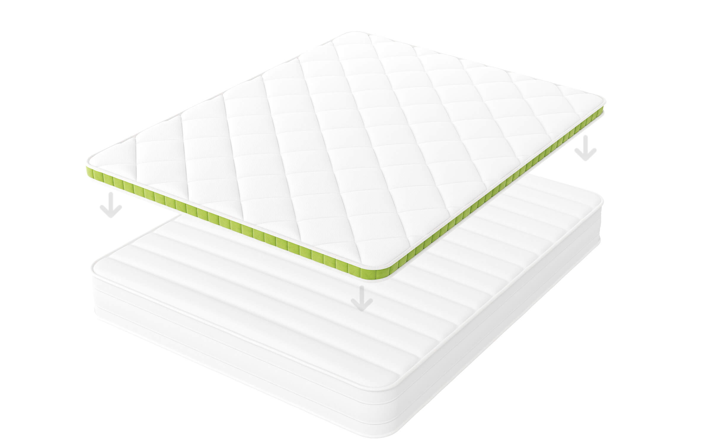 Vue d'ensemble sur la pose du surmatelas sur un matelas