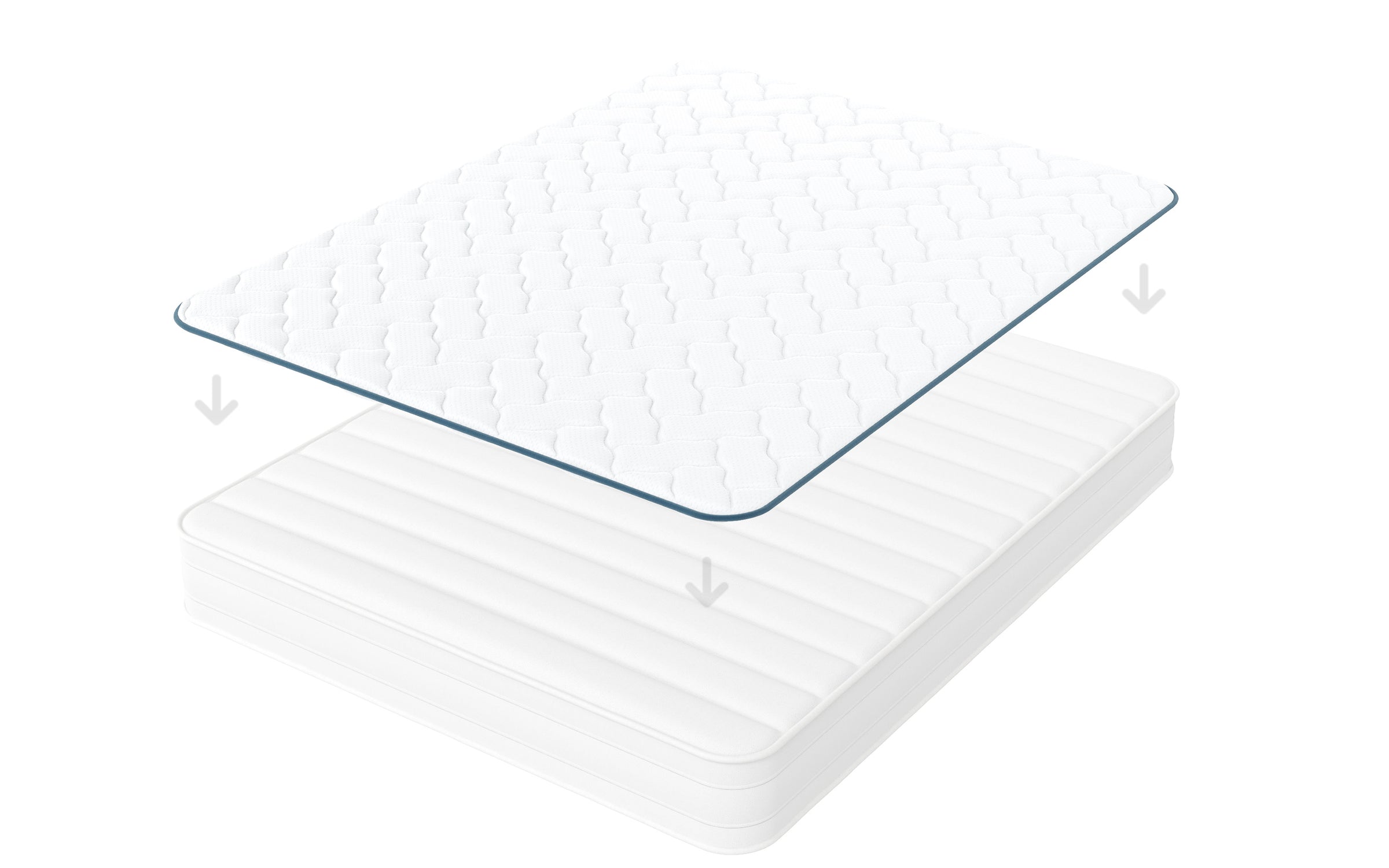 2-in-1 Mattress Topper: Fresh Summer Side + Memory Foam Side - Very Fresh Blue - 5cm Topper