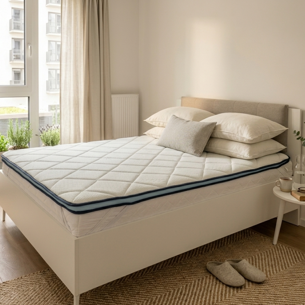 Surmatelas frais mousse mémoire de forme 2 en 1 - THERMO FRESH BLEU