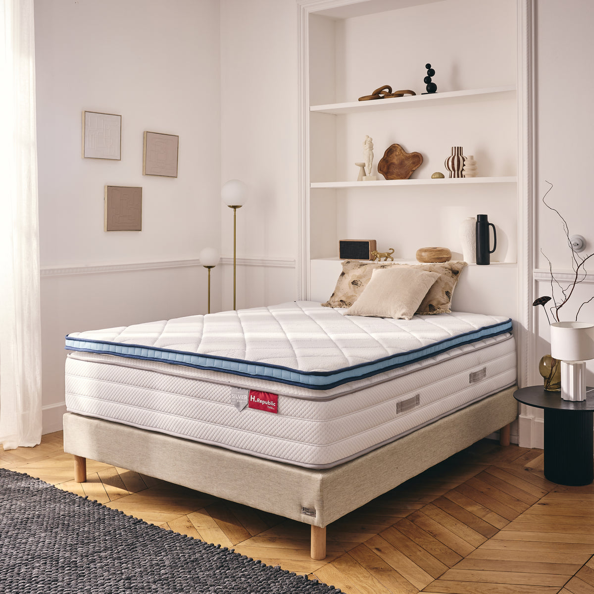 Surmatelas frais mousse mémoire de forme 2 en 1 - THERMO FRESH BLEU