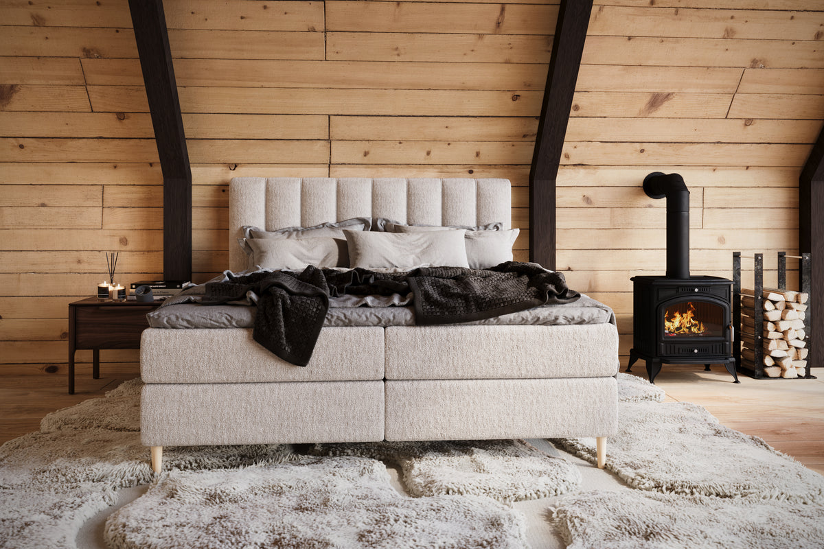 Boxspring bed (boxbed type) - With headboard, integrated storage, pocket spring mattress and mattress topper included