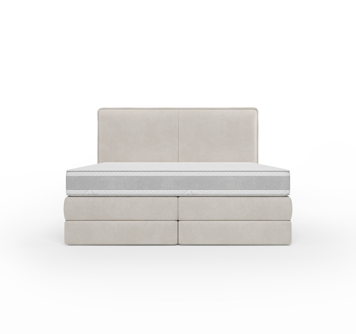 Lit BOXSPRING N°3 - Avec tête de lit, coffre intégré, matelas ressorts ensachés inclus