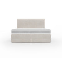 Lit BOXSPRING N°3 - Avec tête de lit, coffre intégré, matelas ressorts ensachés inclus