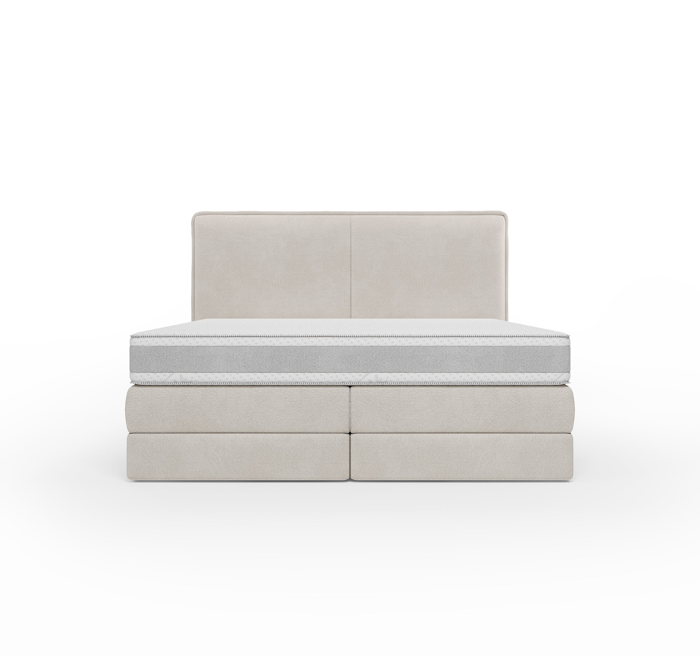 Lit BOXSPRING N°3 - Avec tête de lit, coffre intégré, matelas ressorts ensachés inclus