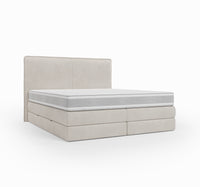Lit BOXSPRING N°3 - Avec tête de lit, coffre intégré, matelas ressorts ensachés inclus