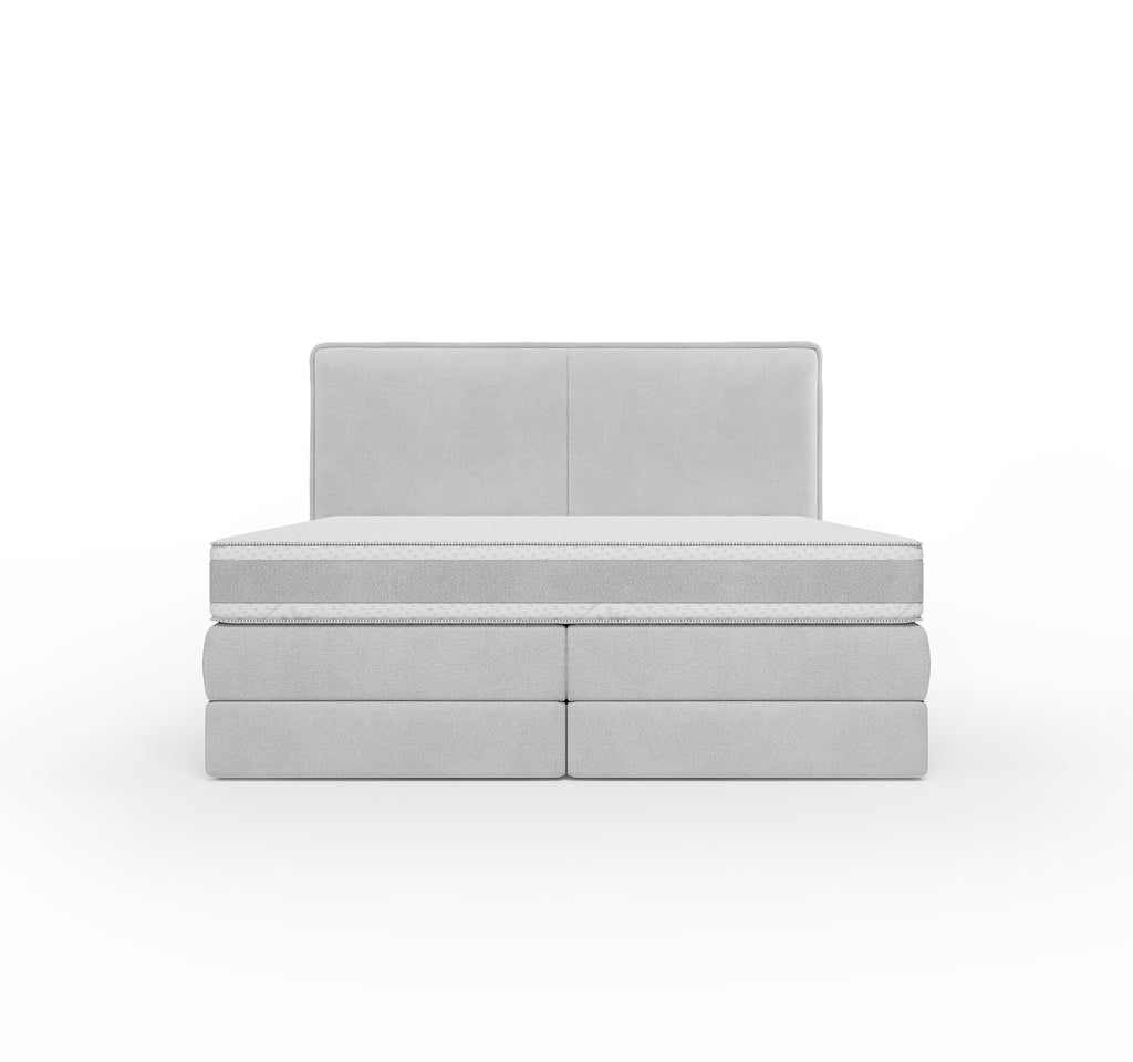Lit BOXSPRING N°3 - Avec tête de lit, coffre intégré, matelas ressorts ensachés inclus