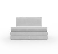 Lit BOXSPRING N°3 - Avec tête de lit, coffre intégré, matelas ressorts ensachés inclus