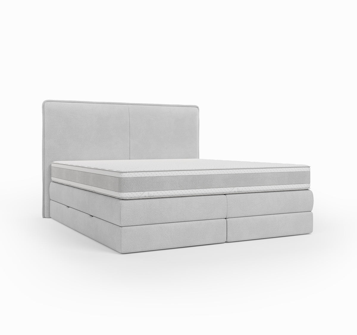 Lit BOXSPRING N°3 - Avec tête de lit, coffre intégré, matelas ressorts ensachés inclus