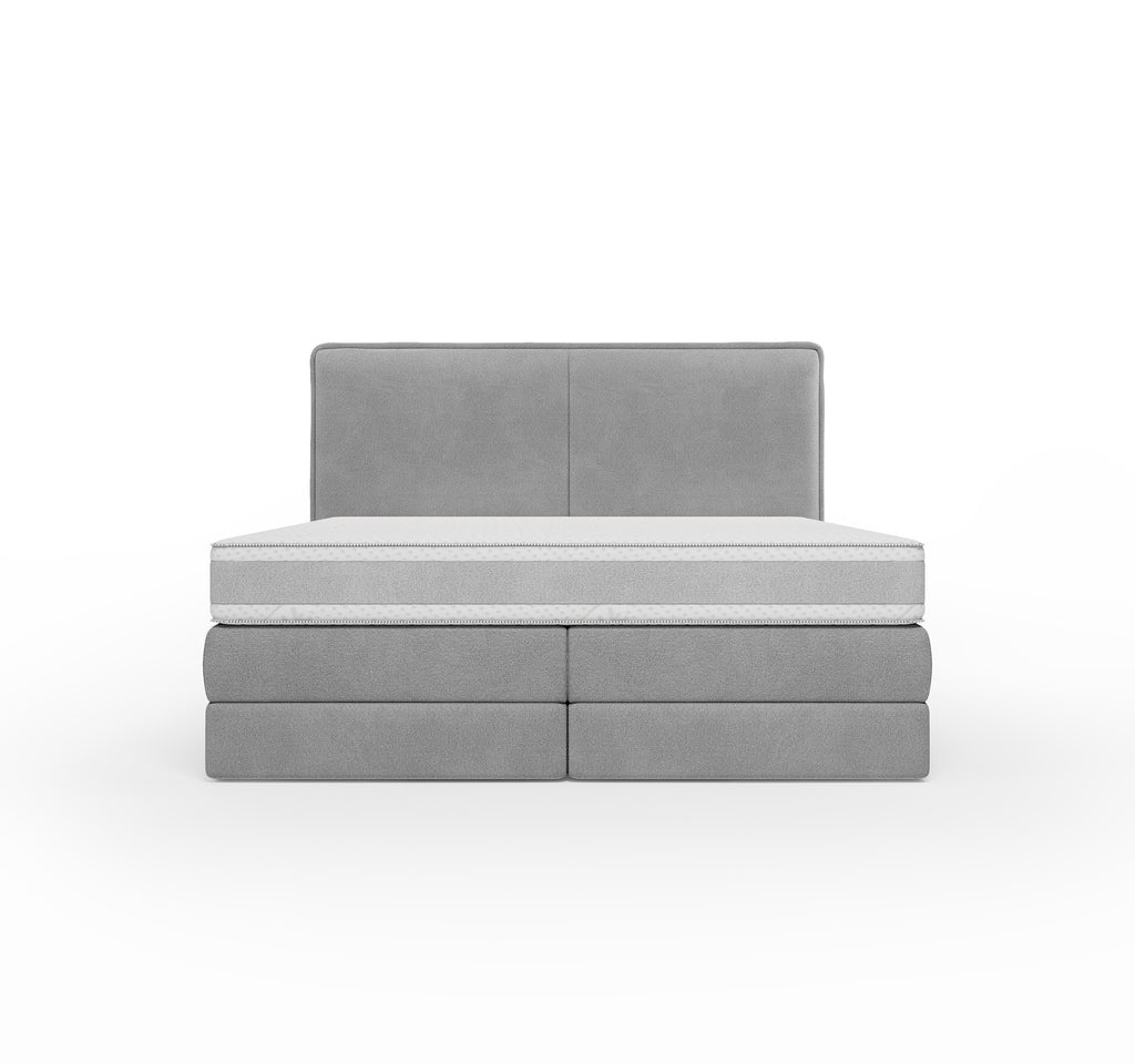 Lit BOXSPRING N°3 - Avec tête de lit, coffre intégré, matelas ressorts ensachés inclus