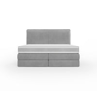 Lit BOXSPRING N°3 - Avec tête de lit, coffre intégré, matelas ressorts ensachés inclus