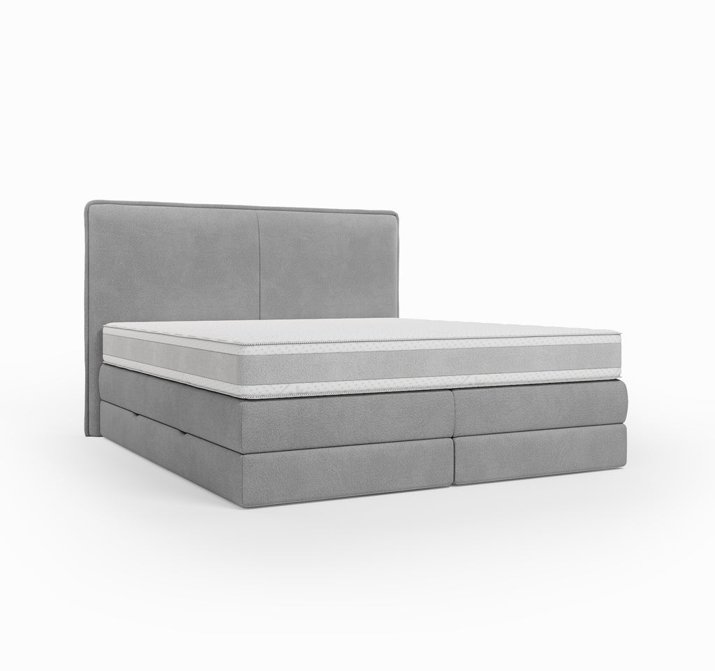 Lit BOXSPRING N°3 - Avec tête de lit, coffre intégré, matelas ressorts ensachés inclus