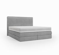 Lit BOXSPRING N°3 - Avec tête de lit, coffre intégré, matelas ressorts ensachés inclus