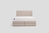 Lit BOXSPRING N°3 - Avec tête de lit, coffre intégré, matelas ressorts ensachés inclus