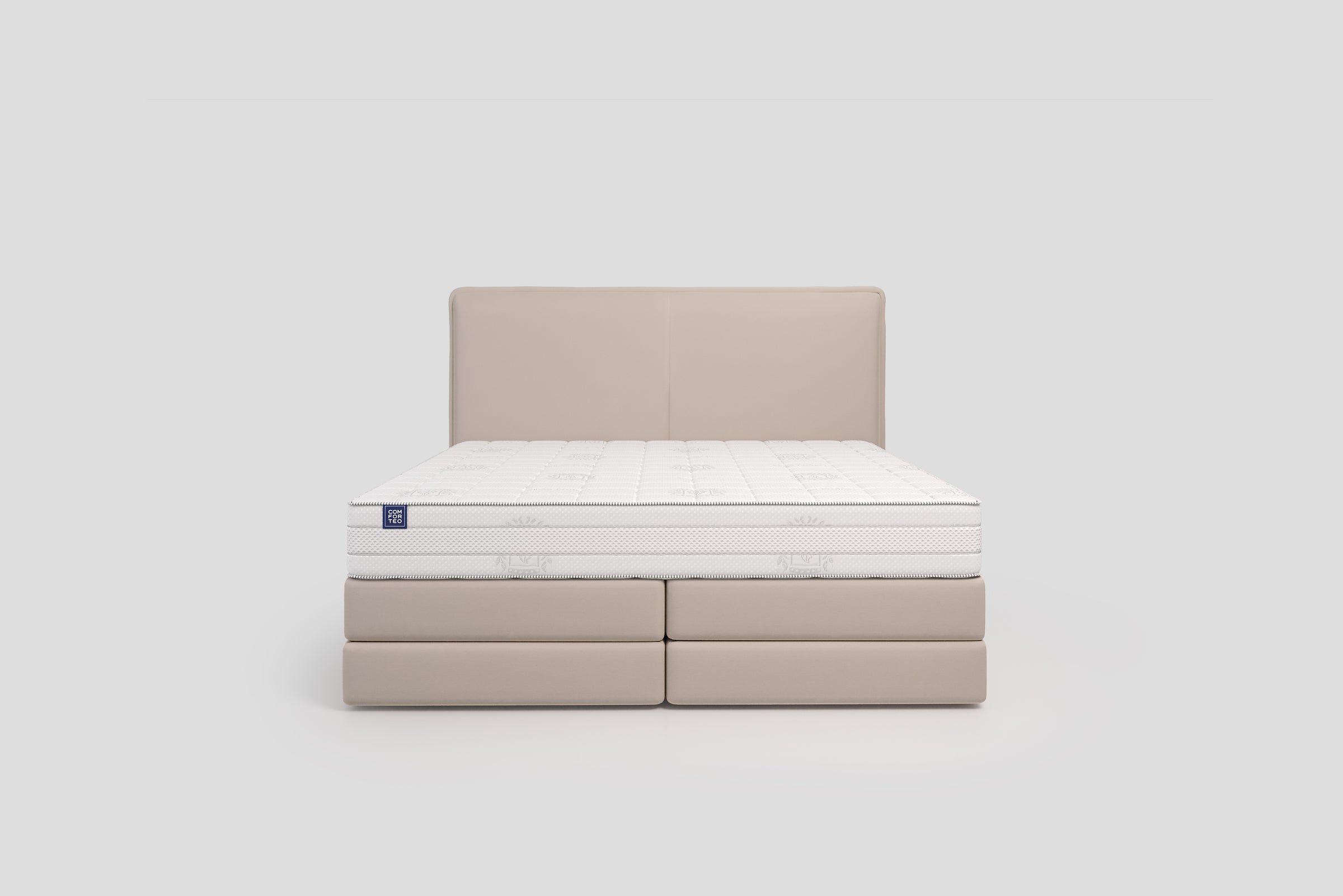 Lit BOXSPRING N°3 - Avec tête de lit, coffre intégré, matelas ressorts ensachés inclus