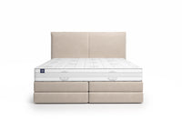 Lit BOXSPRING N°3 - Avec tête de lit, coffre intégré, matelas ressorts ensachés inclus