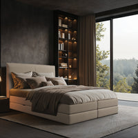Lit BOXSPRING N°3 - Avec tête de lit, coffre intégré, matelas ressorts ensachés inclus