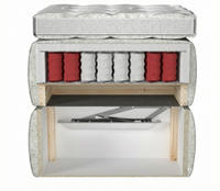 Boxspring bed (boxbed type) - With headboard, integrated storage, pocket spring mattress and mattress topper included